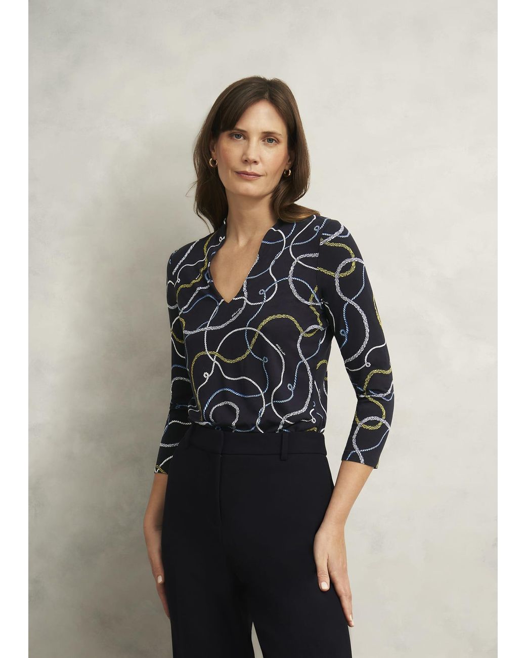 Hobbs Blue Aimee Printed Top