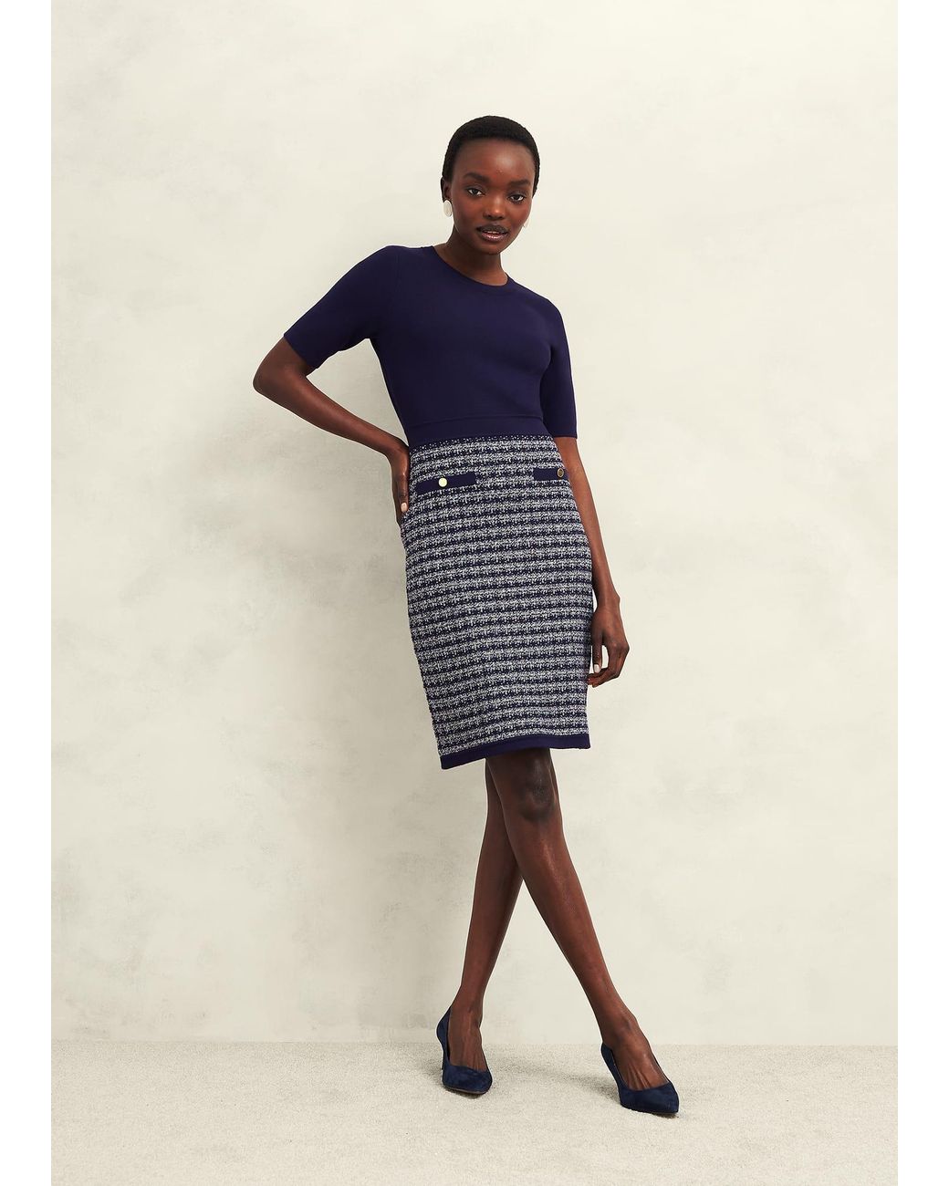 Hobbs Blue Audra Knitted Dress