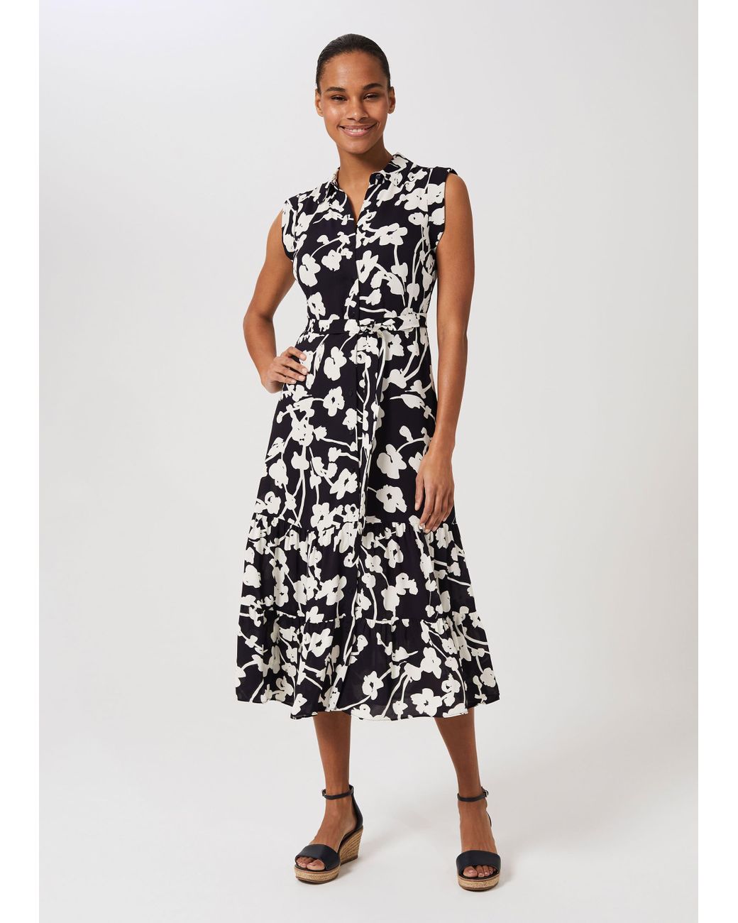 Hobbs White Esme Floral Shirt Dress
