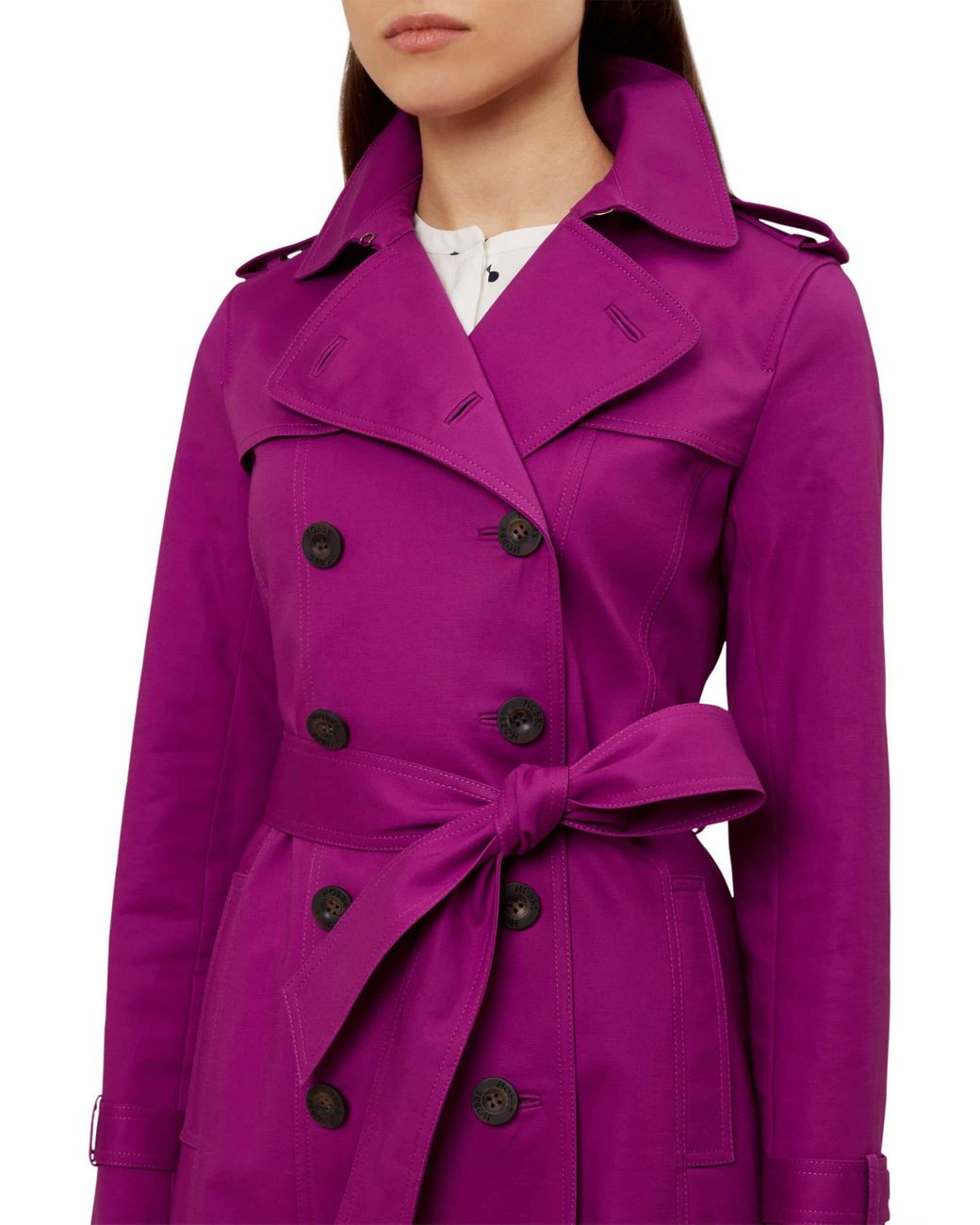Dark pink trench coat top