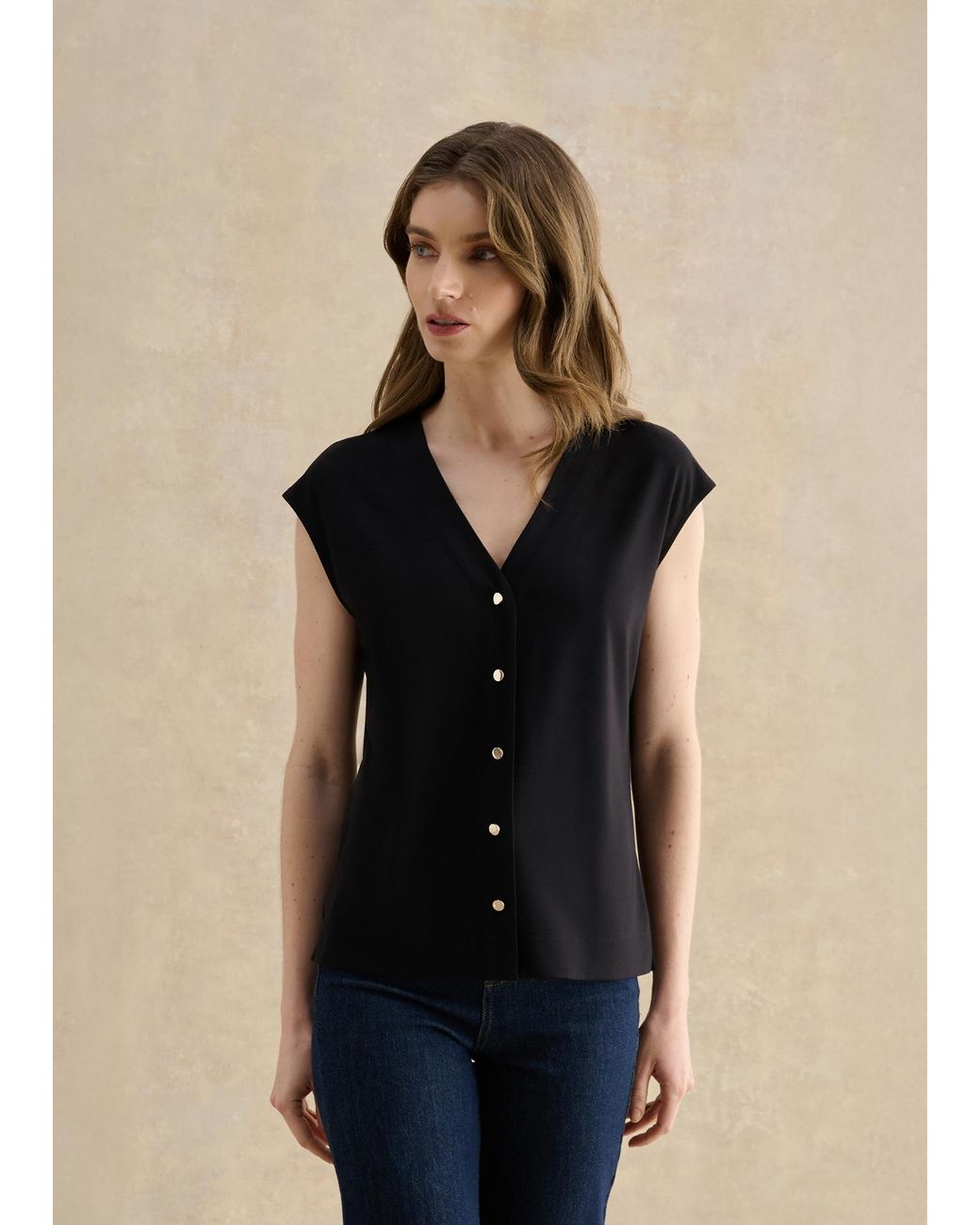 Hobbs Natural Hayley Button Front Top