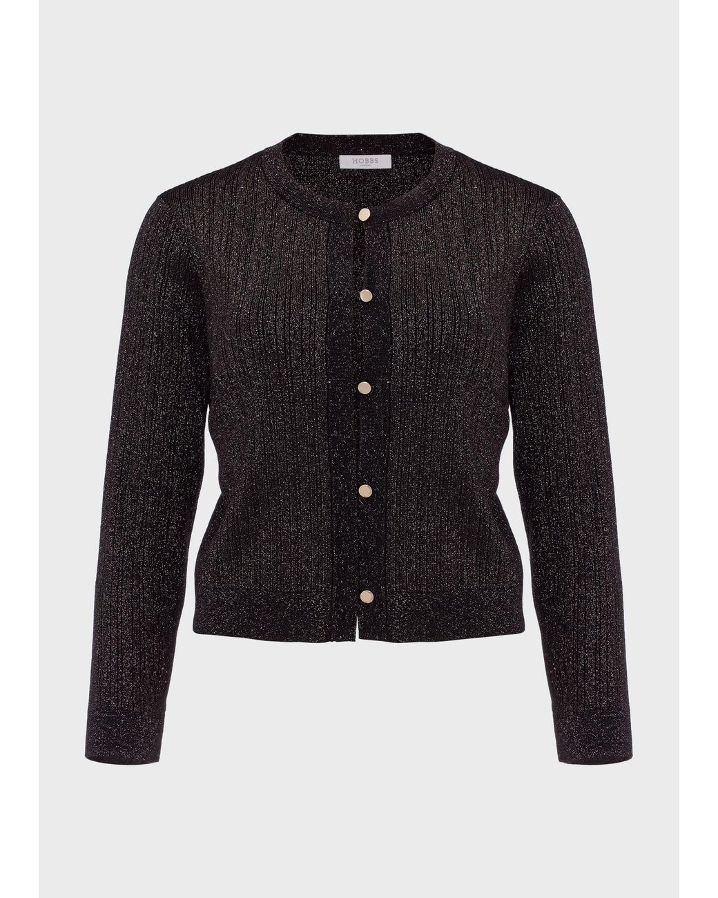 Hobbs Black Reena Sparkle Ribbed Knitted Cardigan