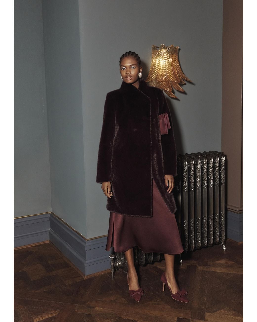 Hobbs Blue Tarini Faux Fur Coat