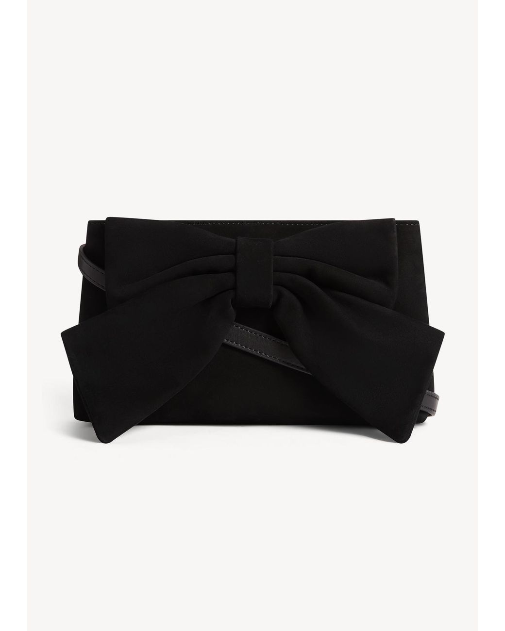 Hobbs Black Maisey Suede Bow Clutch