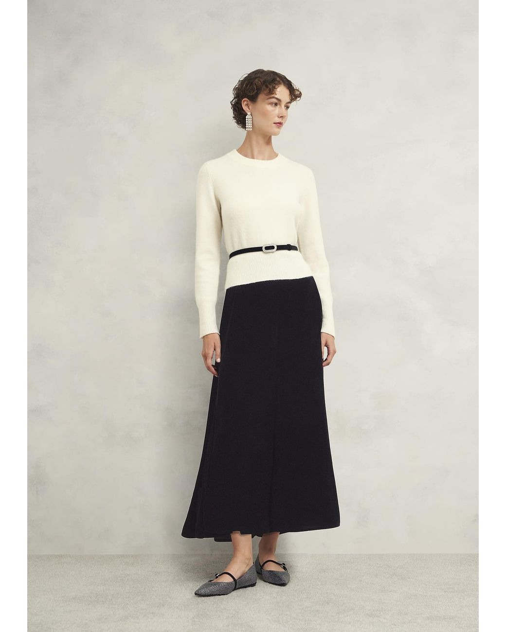 Hobbs White Charteris Velvet Skirt