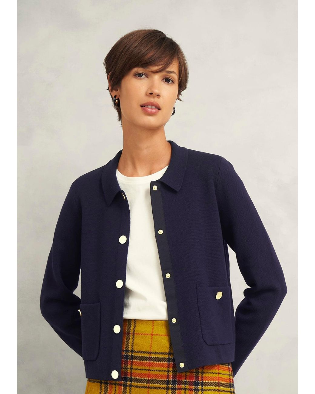 Hobbs Blue Daisy Cotton Wool Knitted Jacket