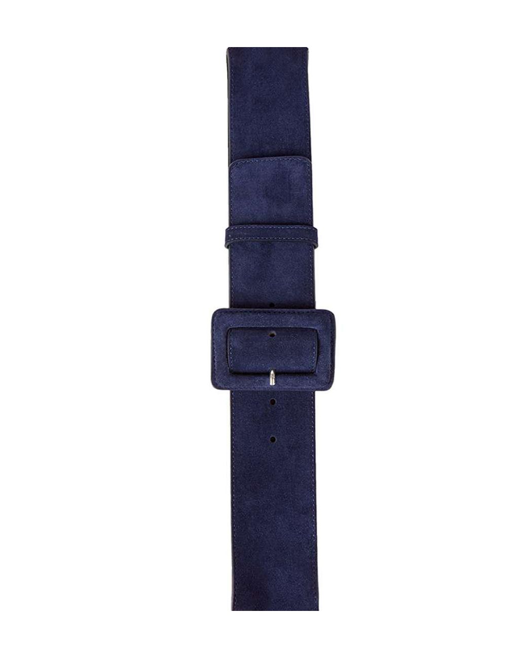 Hobbs Suede Louise Wide Belt in Navy 