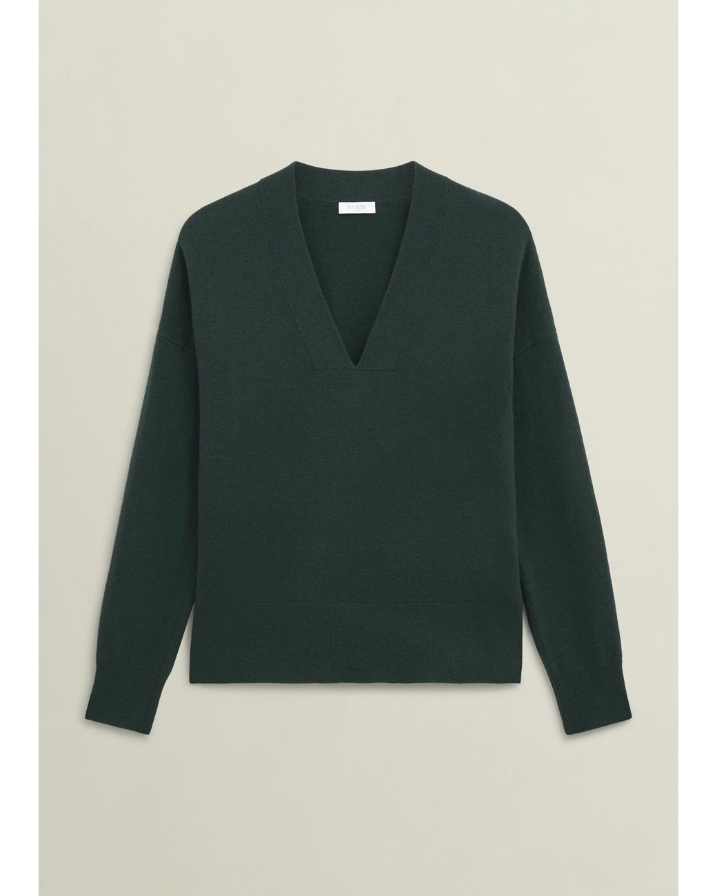 Hobbs Green Lettie Wool Blend V Neck Jumper