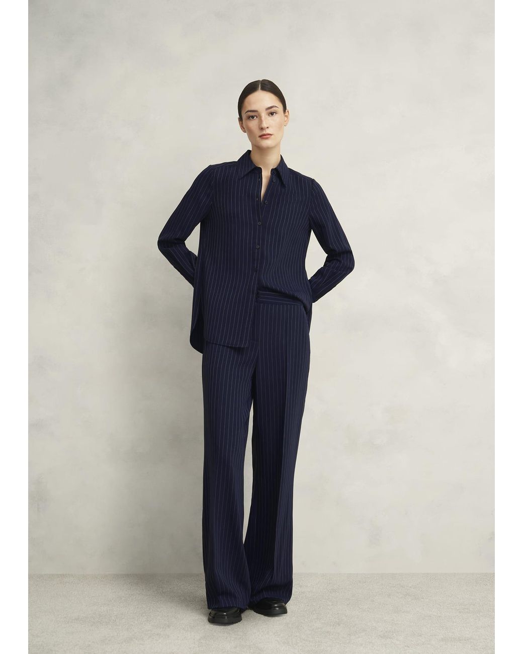 Hobbs Blue Hadley Pinstripe Trousers