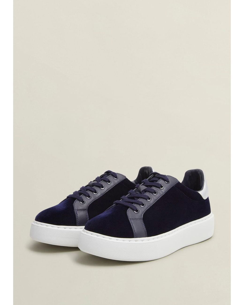 Hobbs Blue Cosima Velvet Trainer