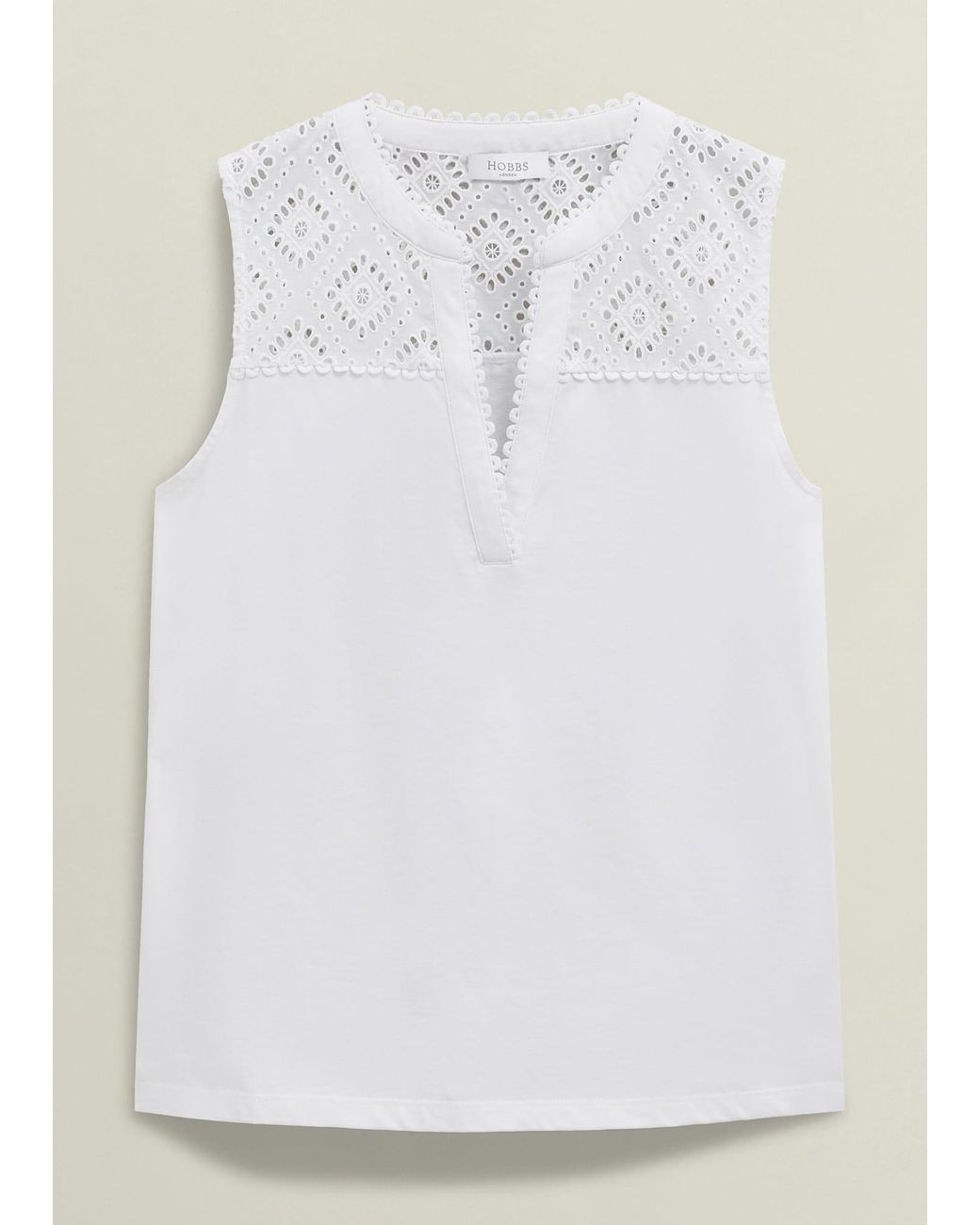 Hobbs White Suzanna Cotton Broderie Top