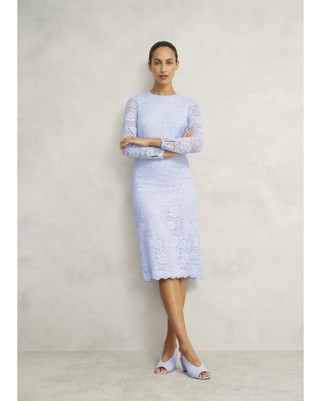 Hobbs White Ottilie Lace Sequin Dress