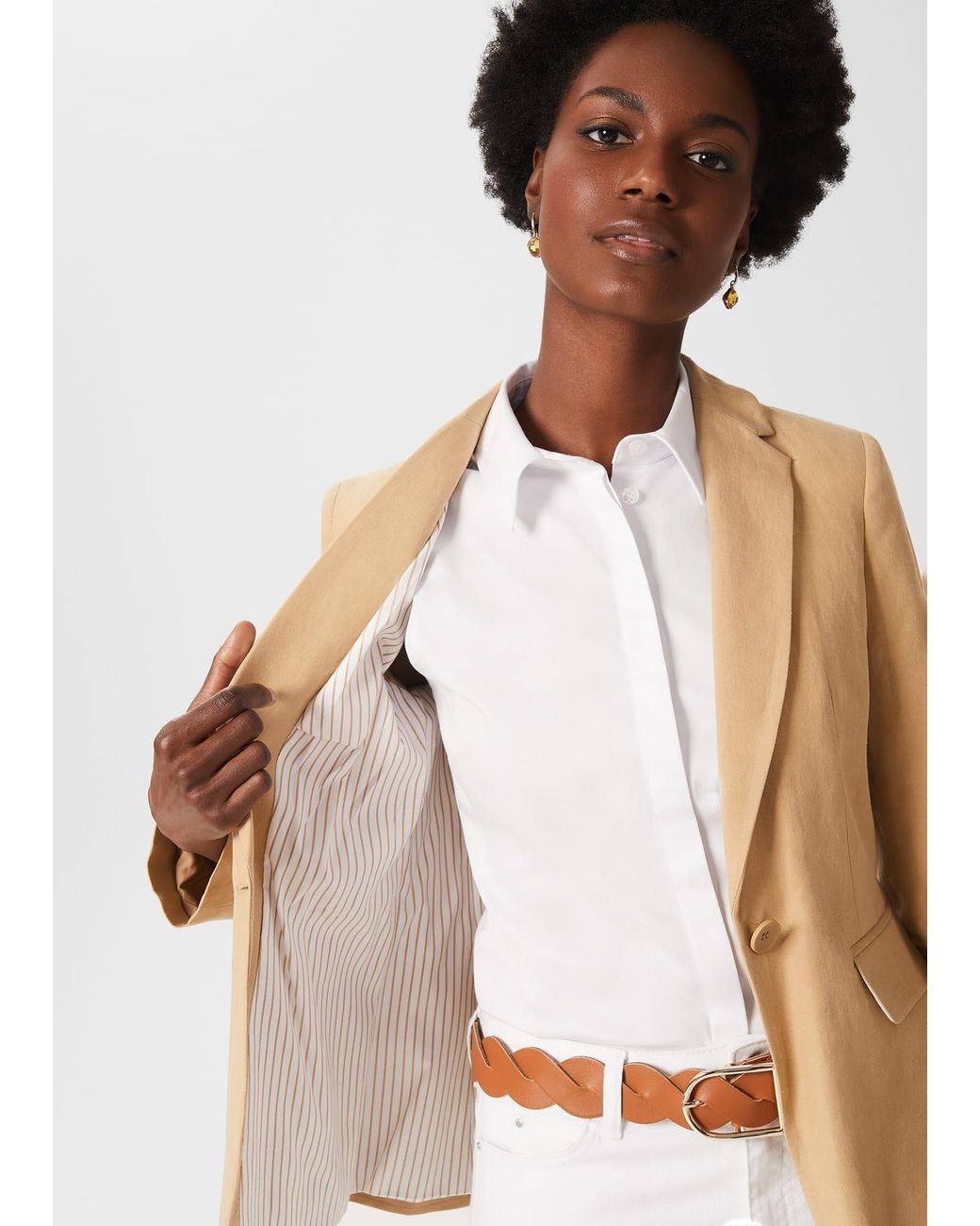 Hobbs Natural Trent Silk Linen Jacket