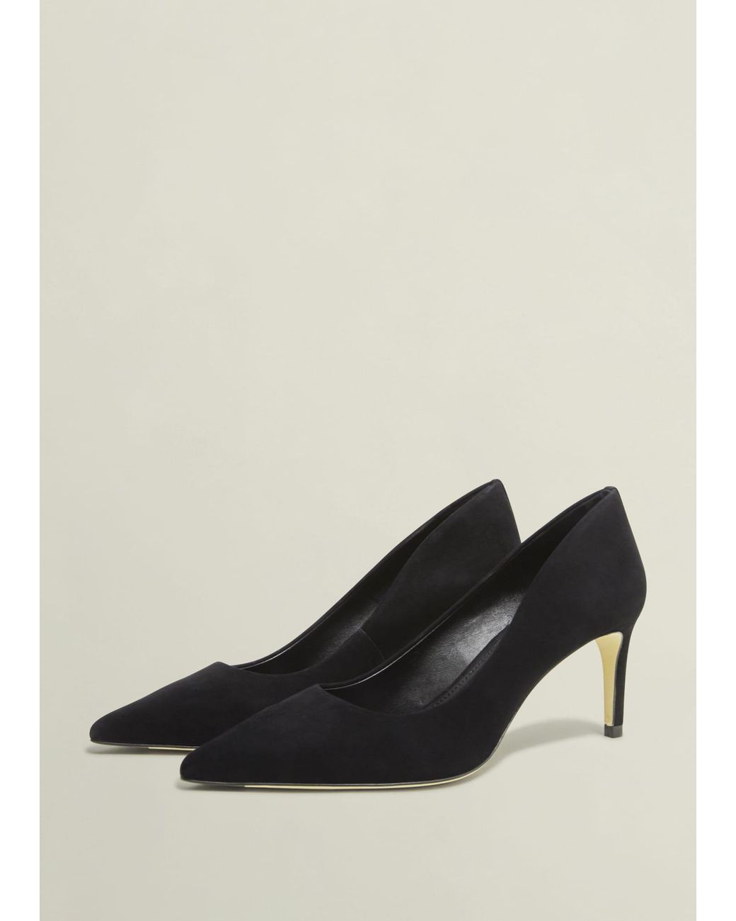 Hobbs Black Leila Suede Court Shoes