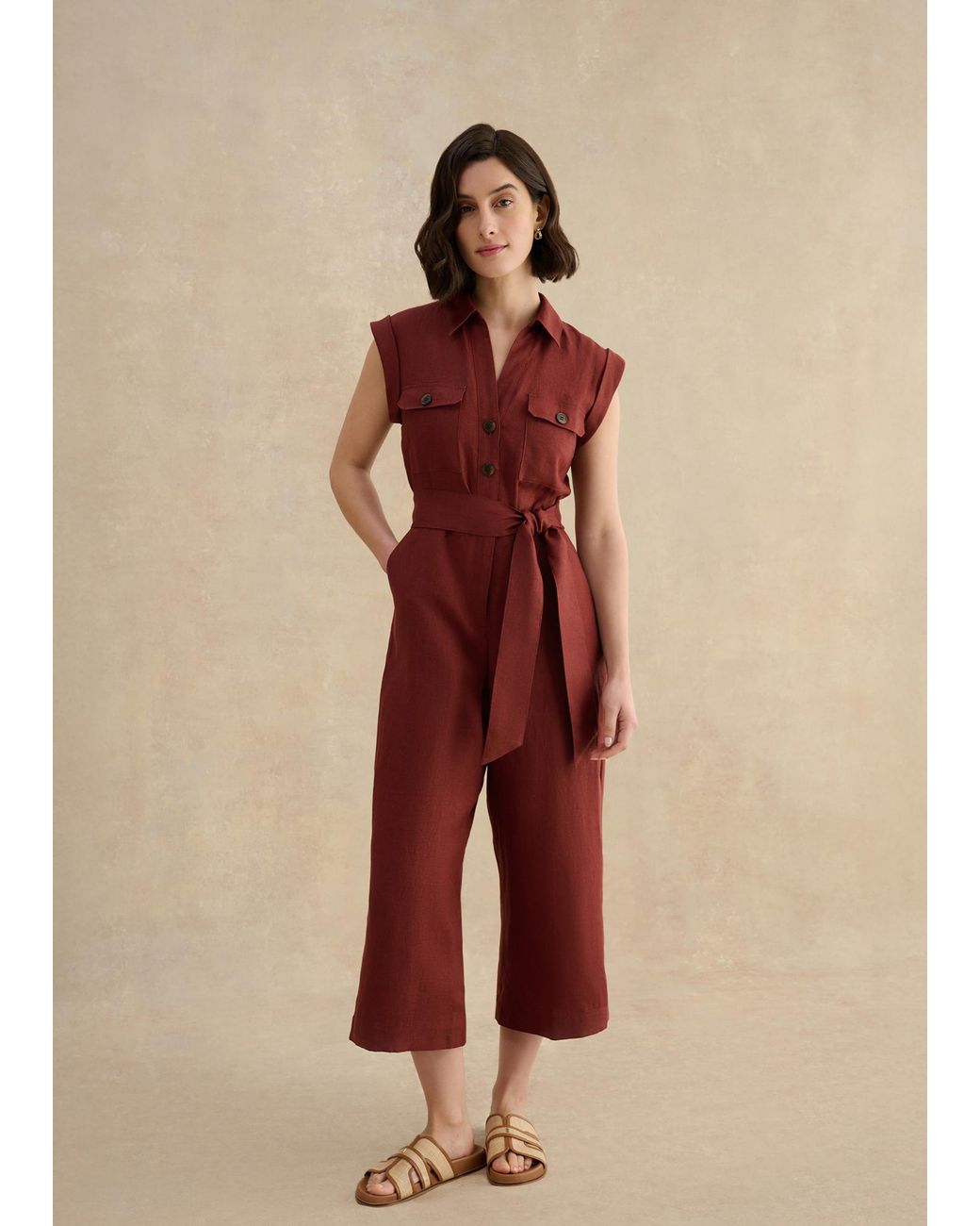 Hobbs Natural Petite Spencer Linen Jumpsuit