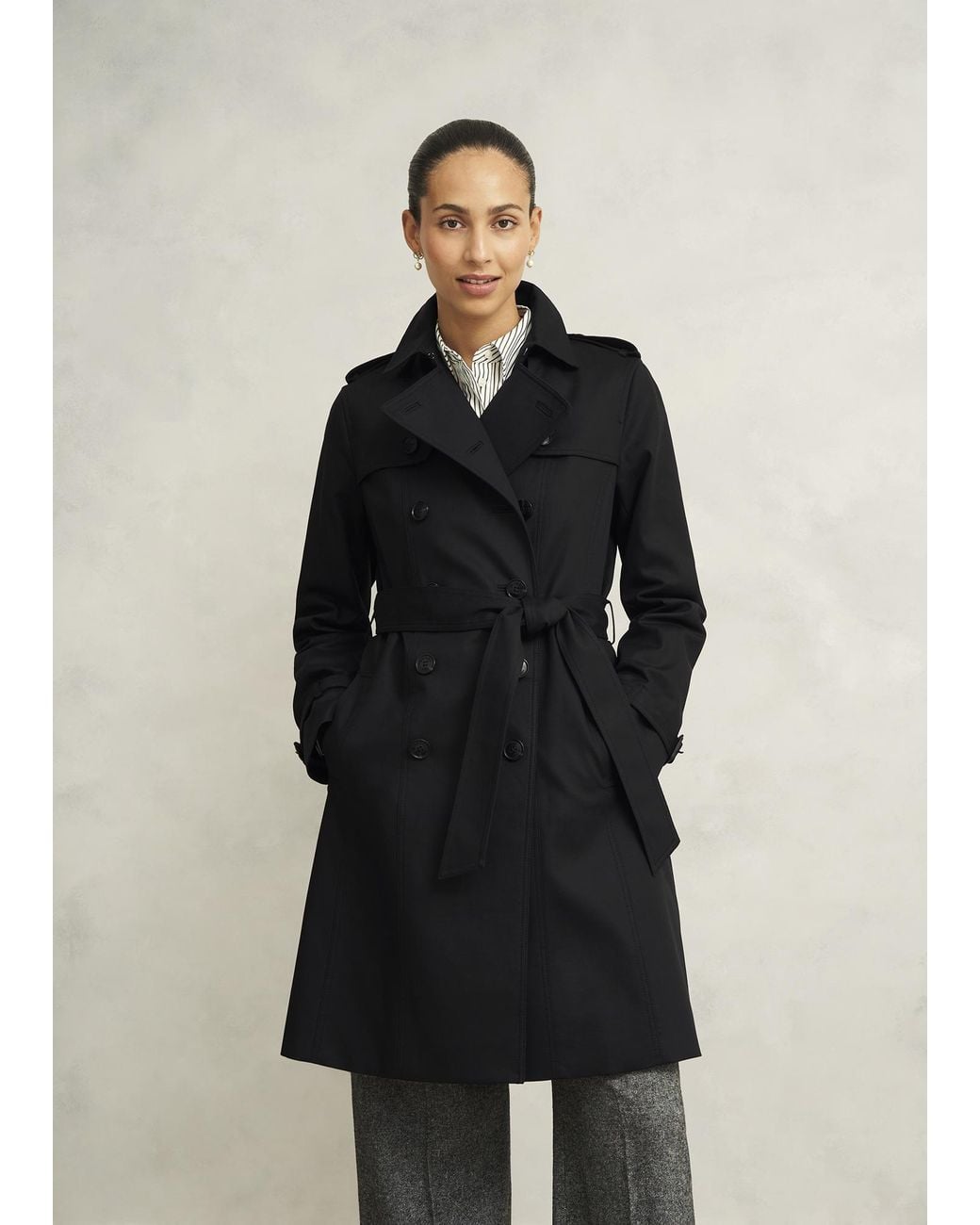 Hobbs Black Petite Skylar Trench Coat