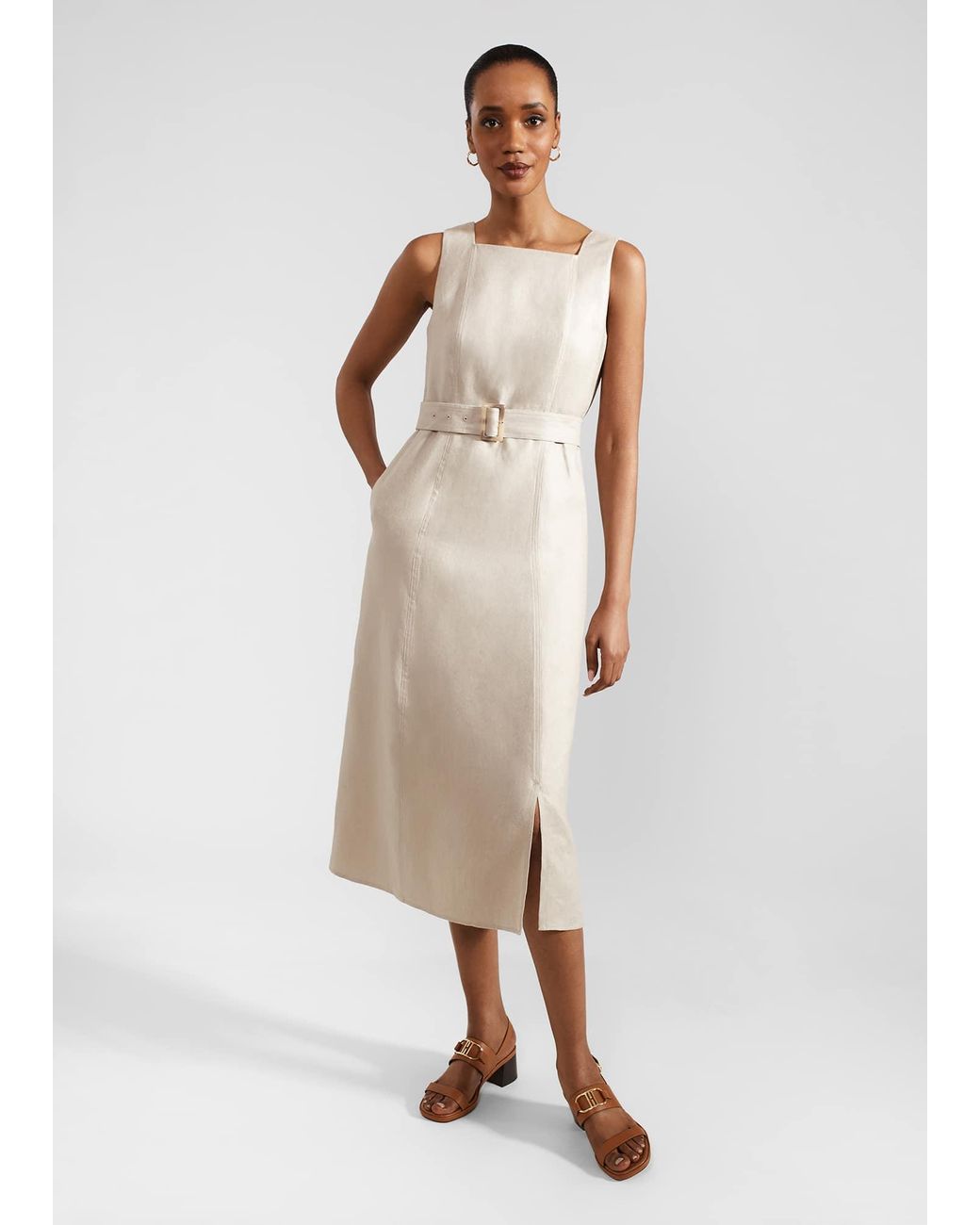 Hobbs Natural Roberta Linen Dress