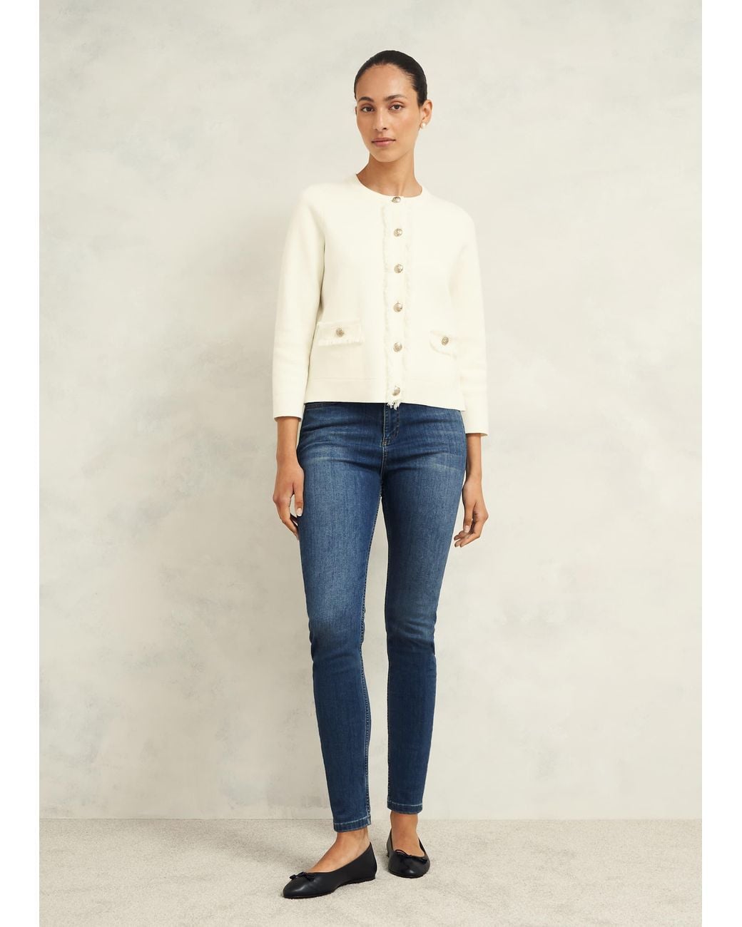 Hobbs Blue Sairey Cotton Wool Knitted Jacket