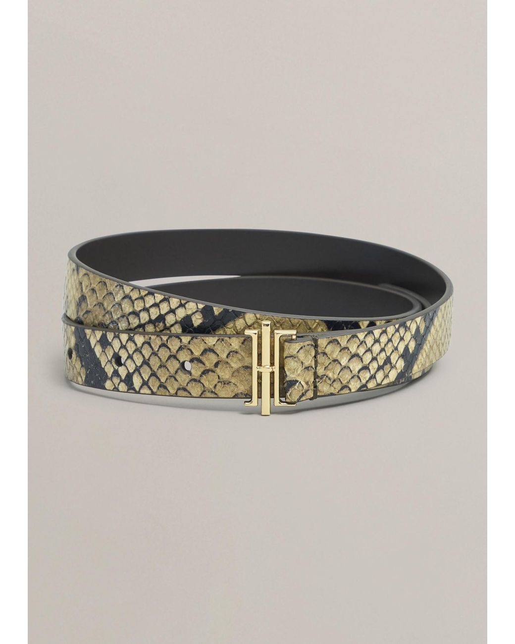 Hobbs Gray Nala Skinny Snake Printed Leather Belt