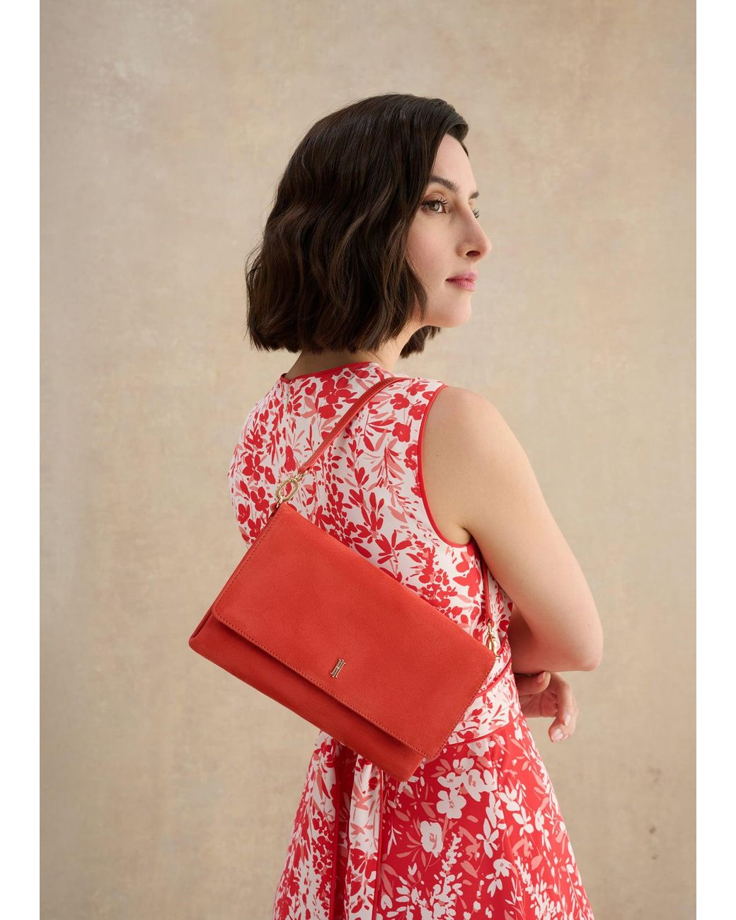 Hobbs Red Ashley Suede Clutch