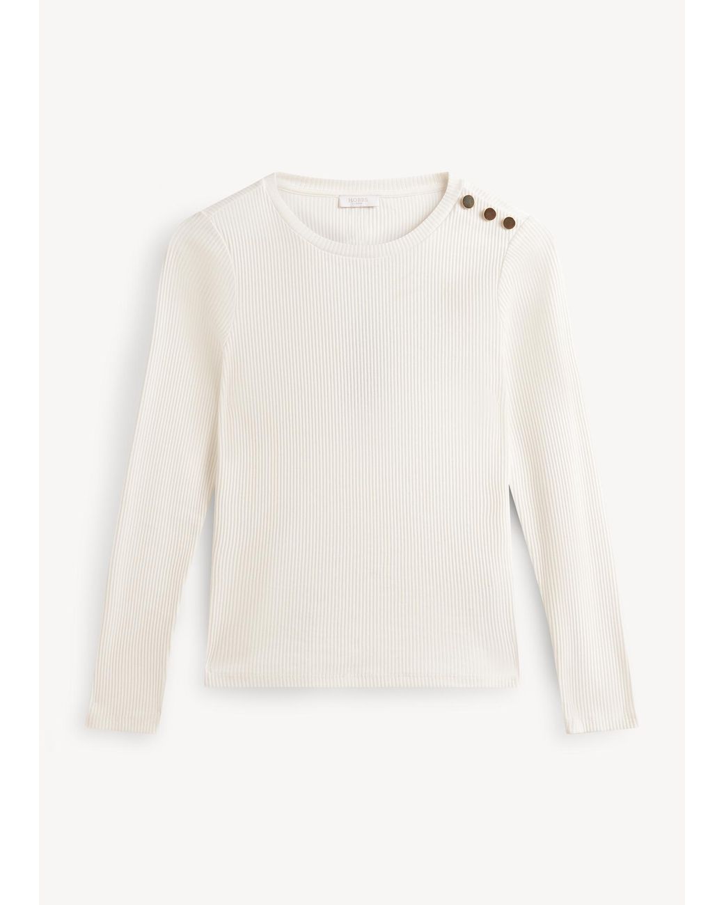 Hobbs White Tamsin Ribbed Top