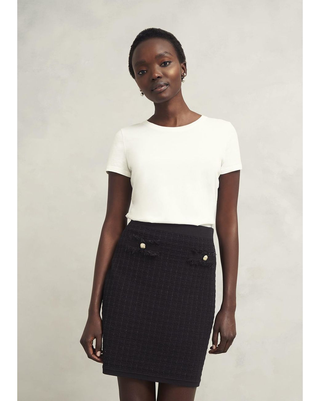Hobbs White Sairey Sparkle Knitted Skirt