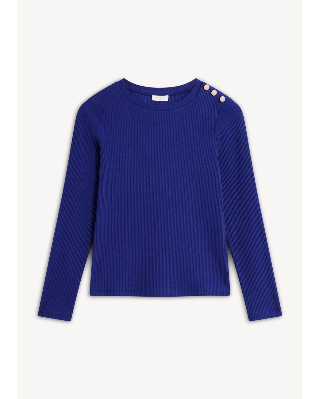 Hobbs Blue Tamsin Ribbed Long Sleeve Top