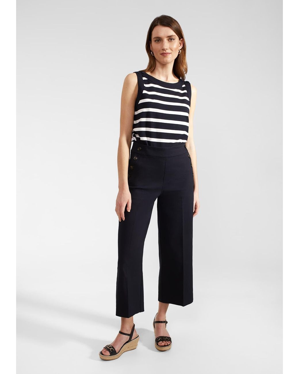 Hobbs Blue Simone Crop Trousers With Cotton