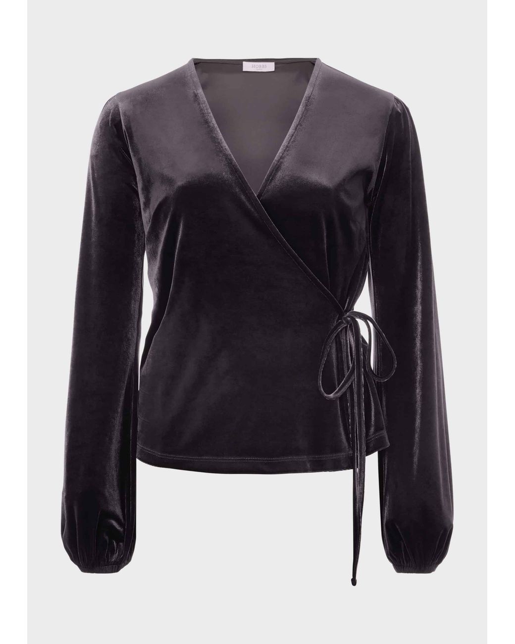 Hobbs Black Livvy Velvet Wrap Top