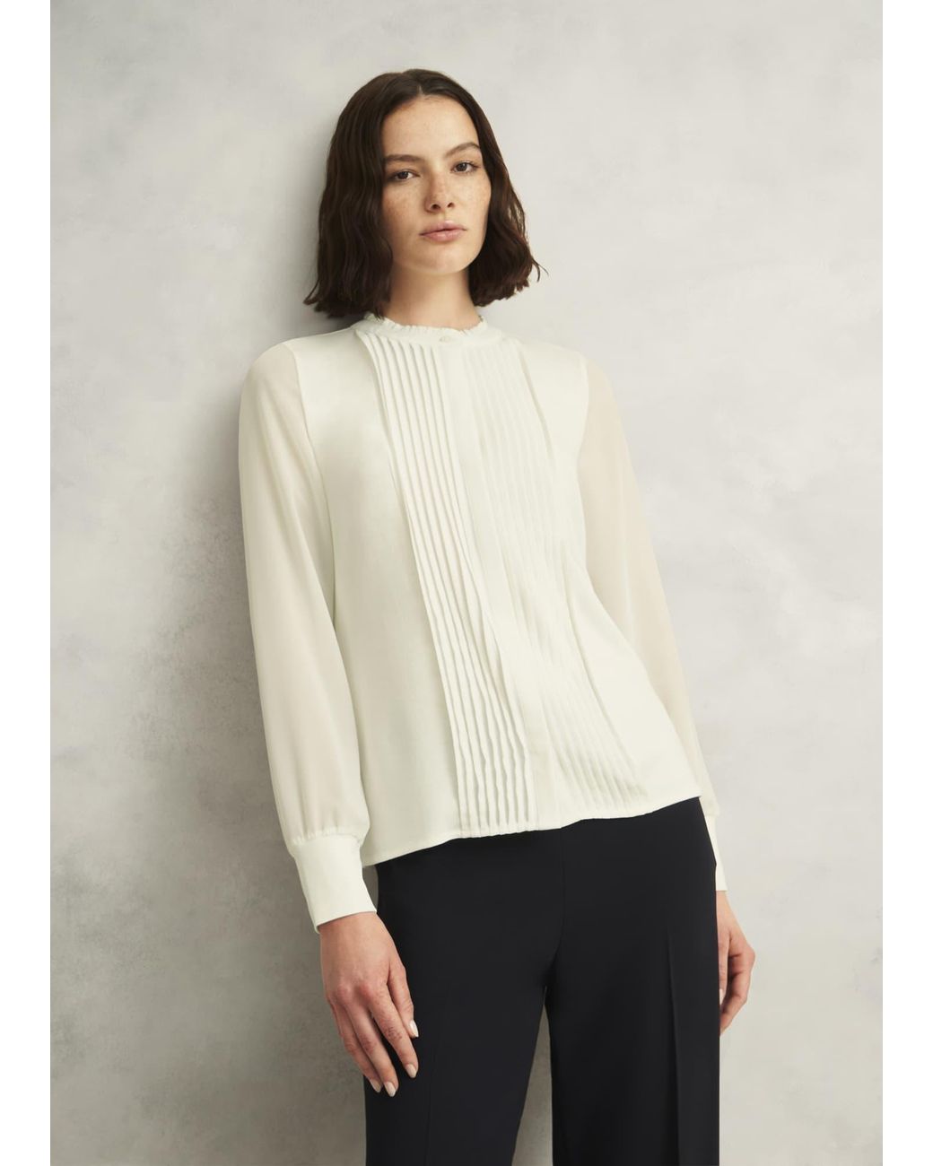 Hobbs White Carina Pleated Top