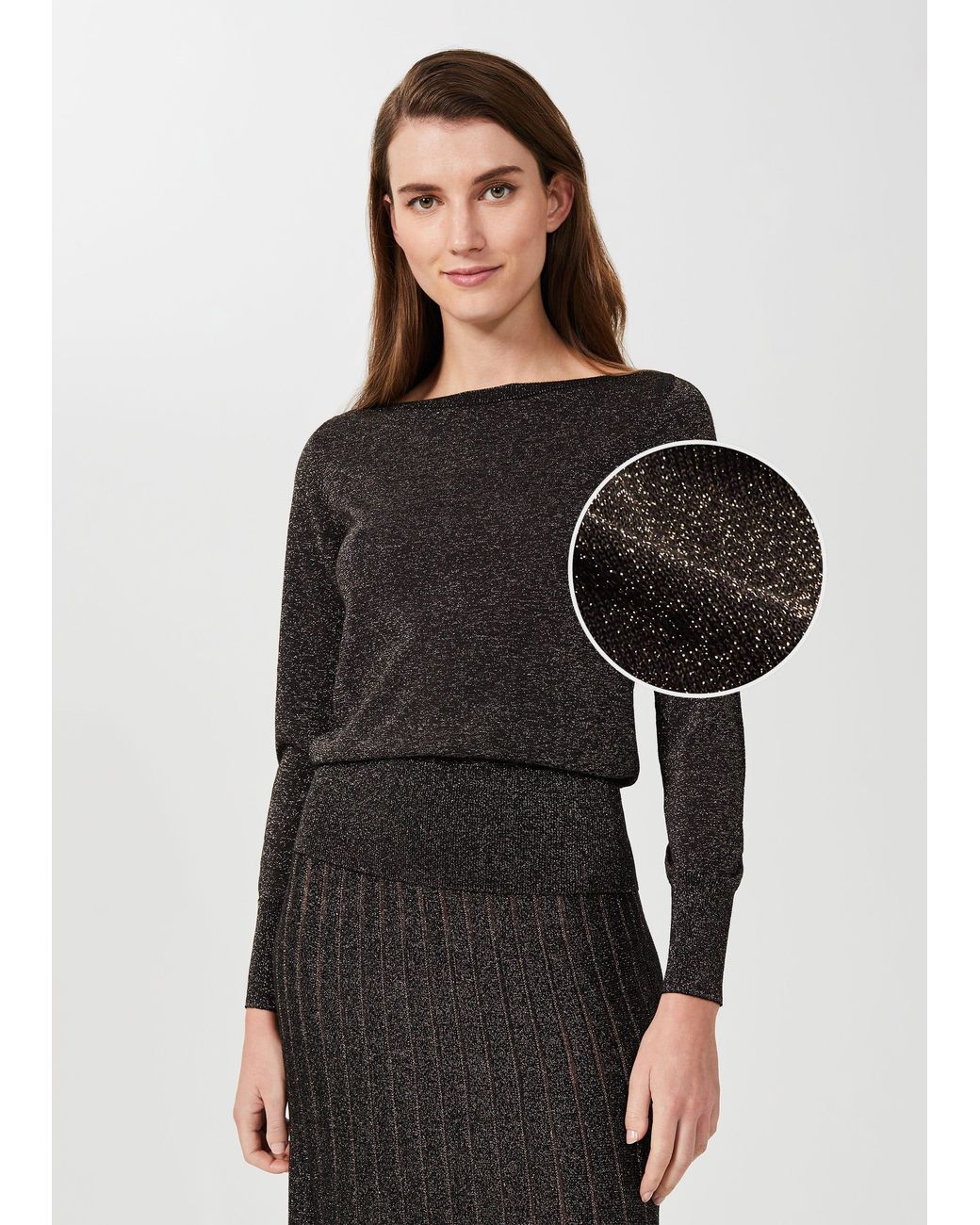 Hobbs Black Anika Boatneck Sparkle Jumper
