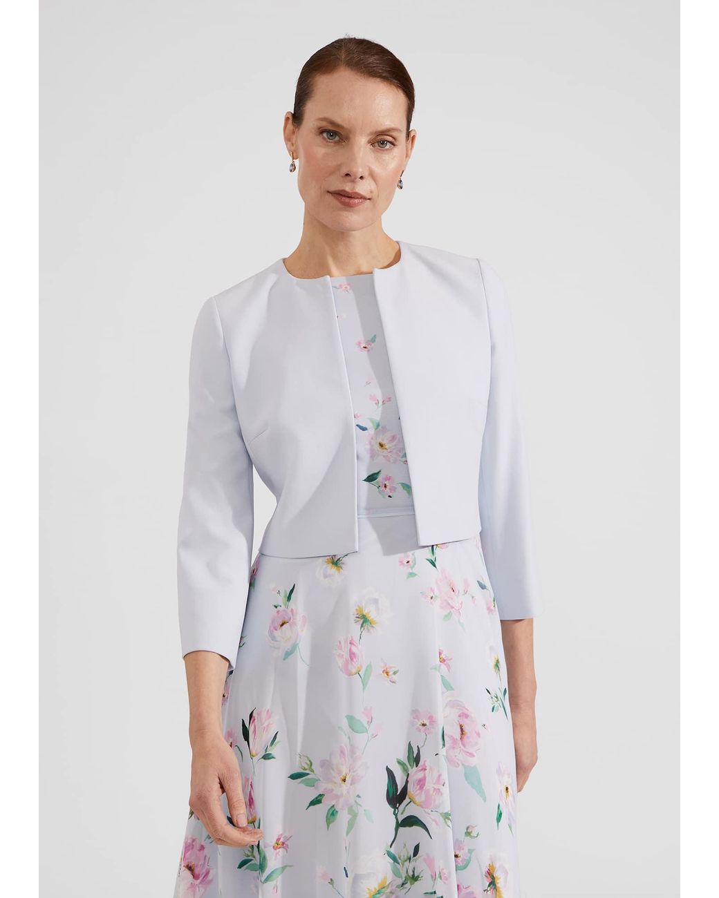 Hobbs White Elize Crepe Jacket