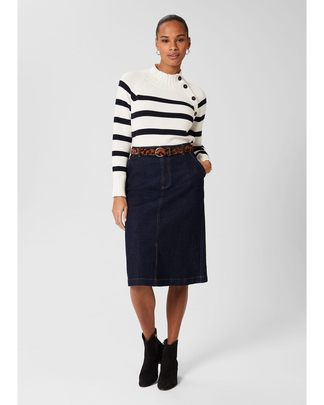 Hobbs Blue Spencer Denim Skirt