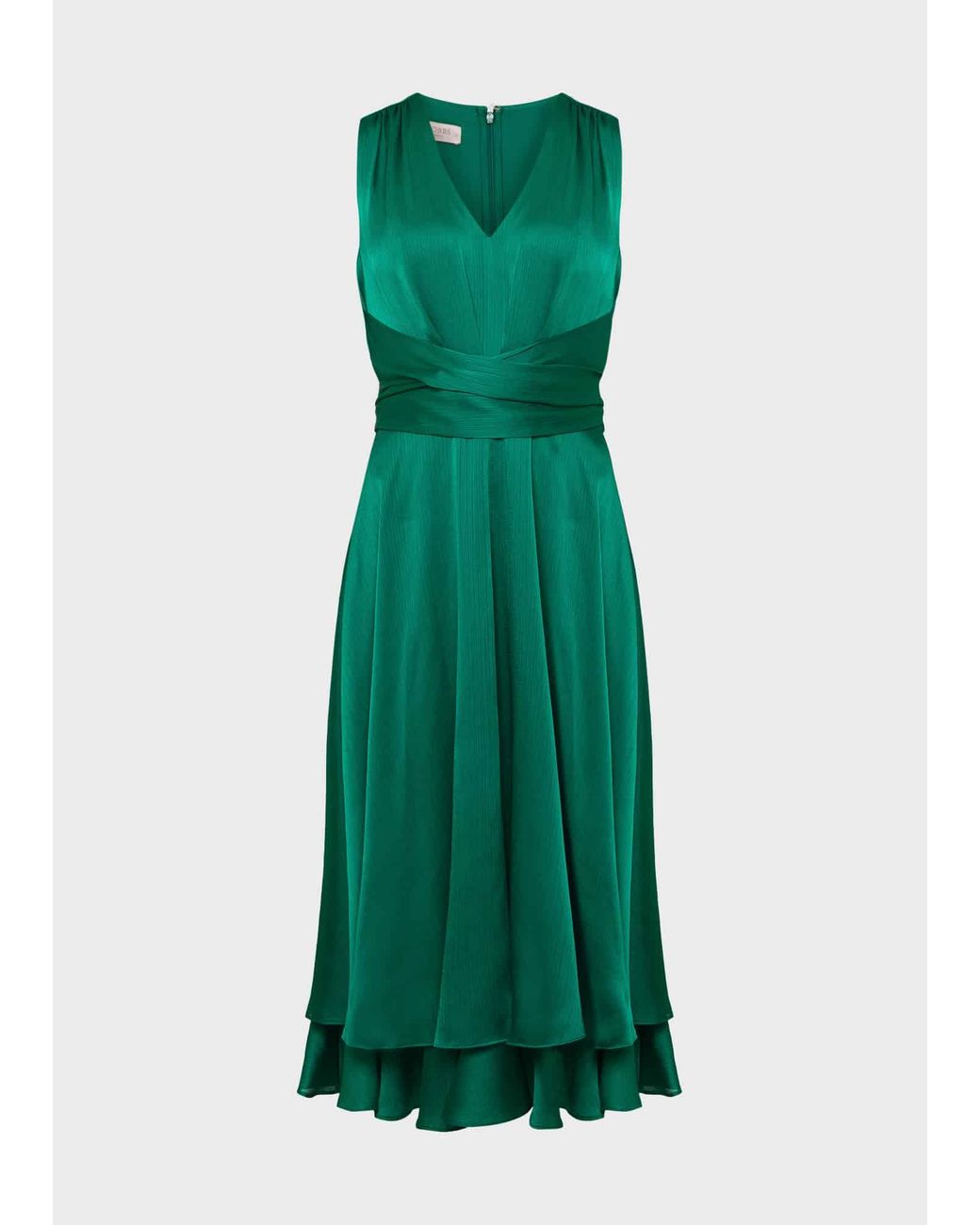 Hobbs Green Viola Satin Fit And Flare Dress