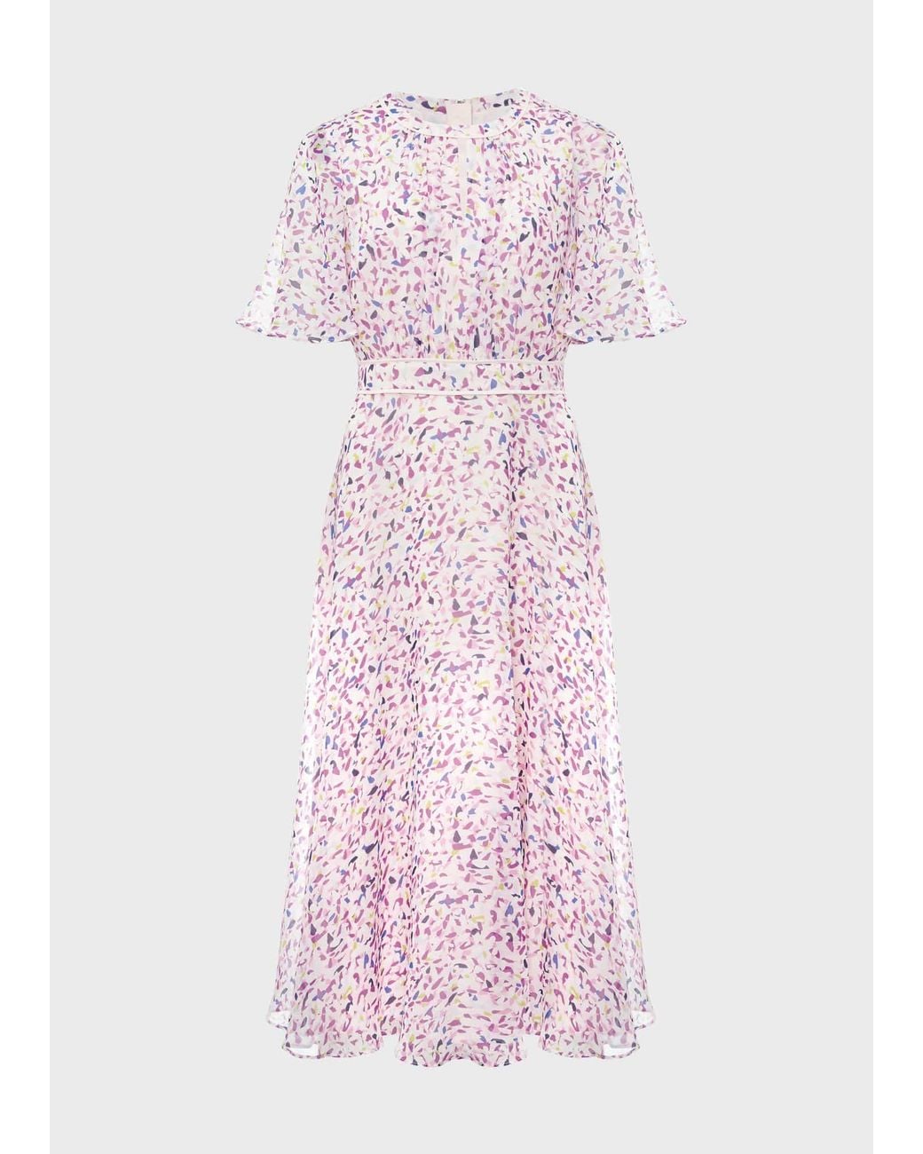 Hobbs Pink Lisette Silk Fit And Flare Dress