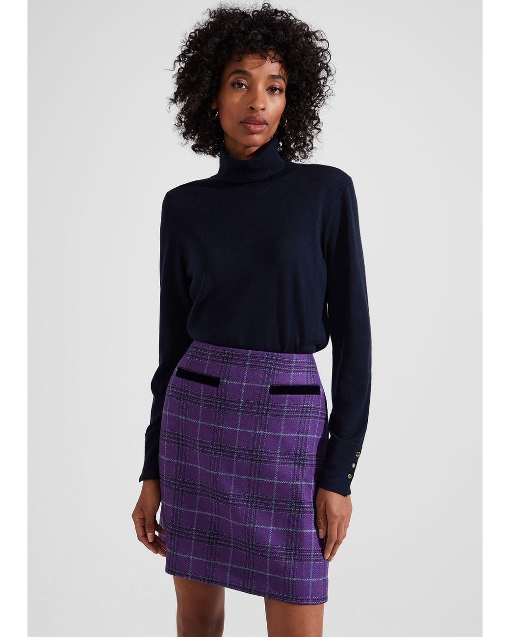 Hobbs Blue Ruthie Wool Skirt