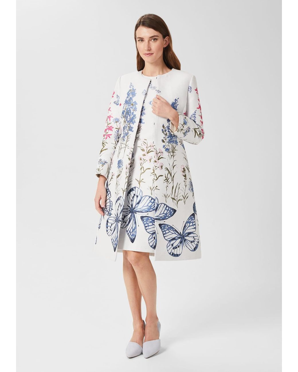 Hobbs White Jennifer Floral Jaquard Coat