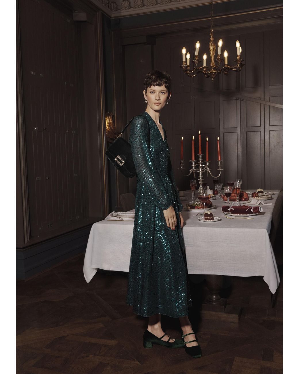 Hobbs Black Meadow Sequin Dress