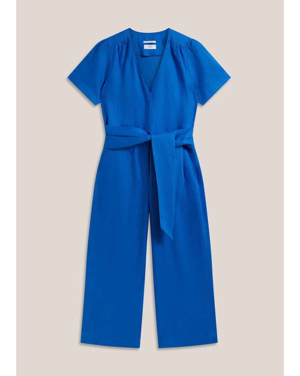 Hobbs Blue Evie Linen Jumpsuit