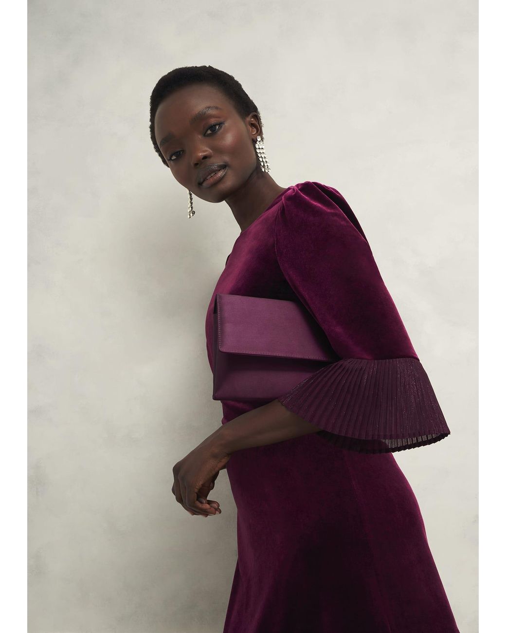 Hobbs Purple Renata Satin Clutch Bag