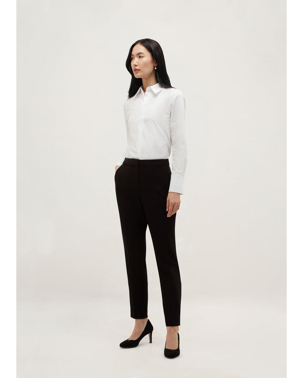 Hobbs White Lea Pique Slim Trousers