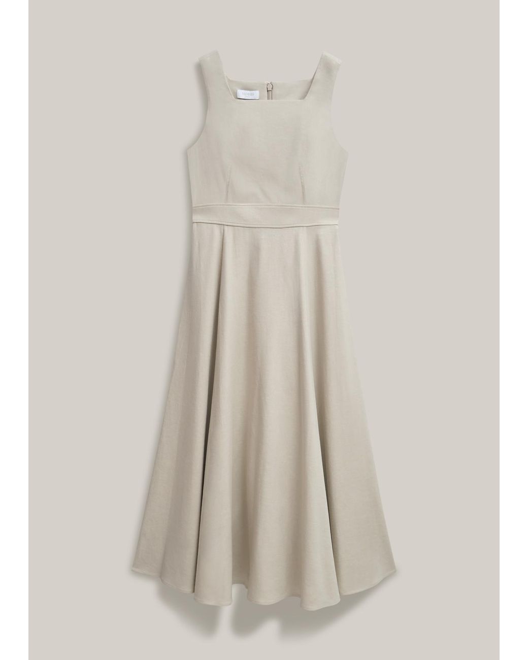 Hobbs Natural Trinity Linen Blend Midi Dress