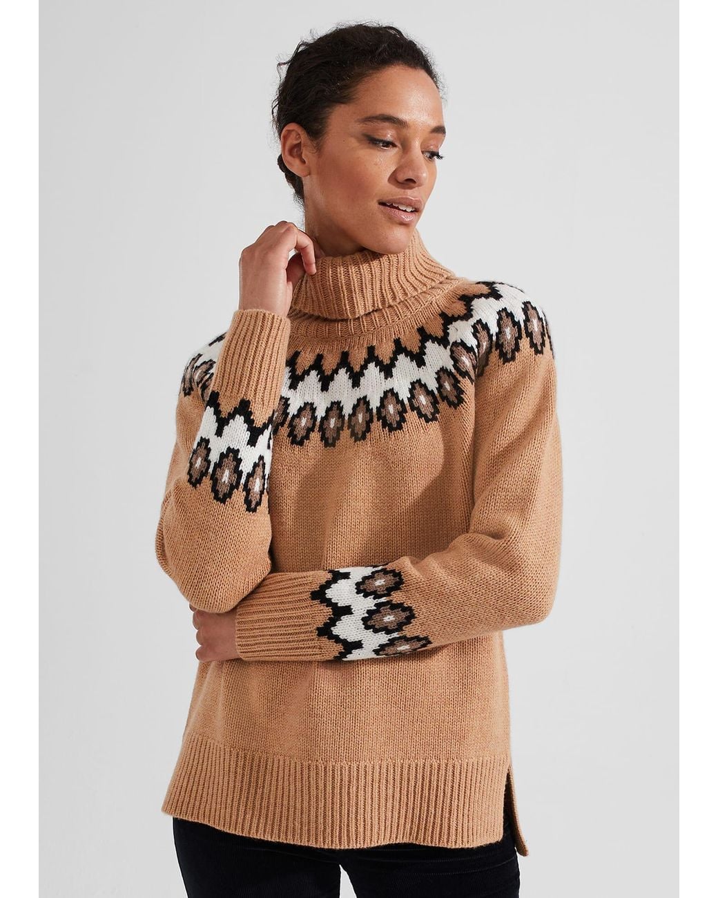Hobbs Brown Aleena Fairisle Jumper With Alpaca