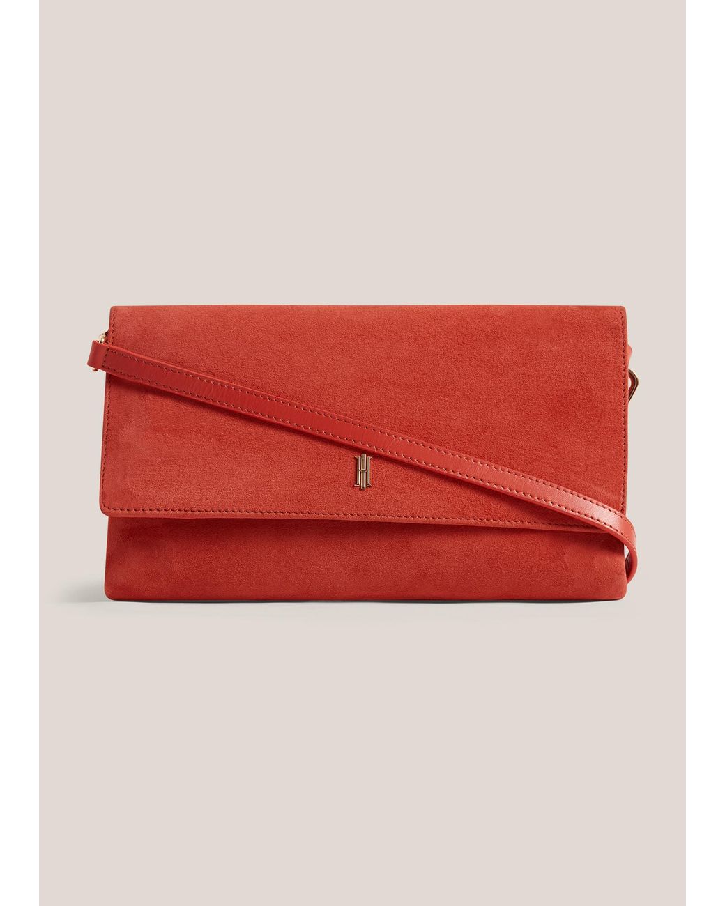 Hobbs Red Ashley Suede Clutch