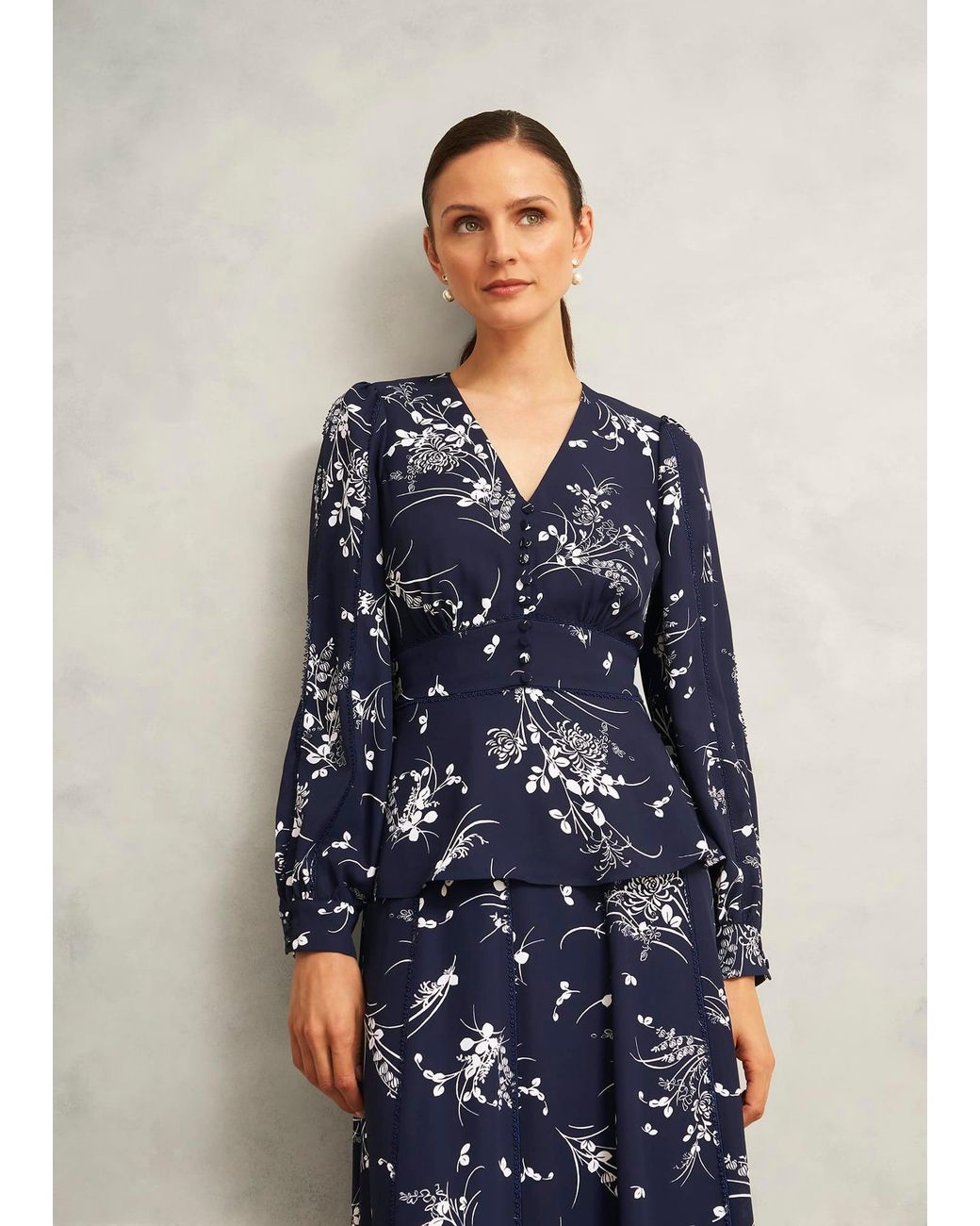 Hobbs Blue Brielle Trimmed Top