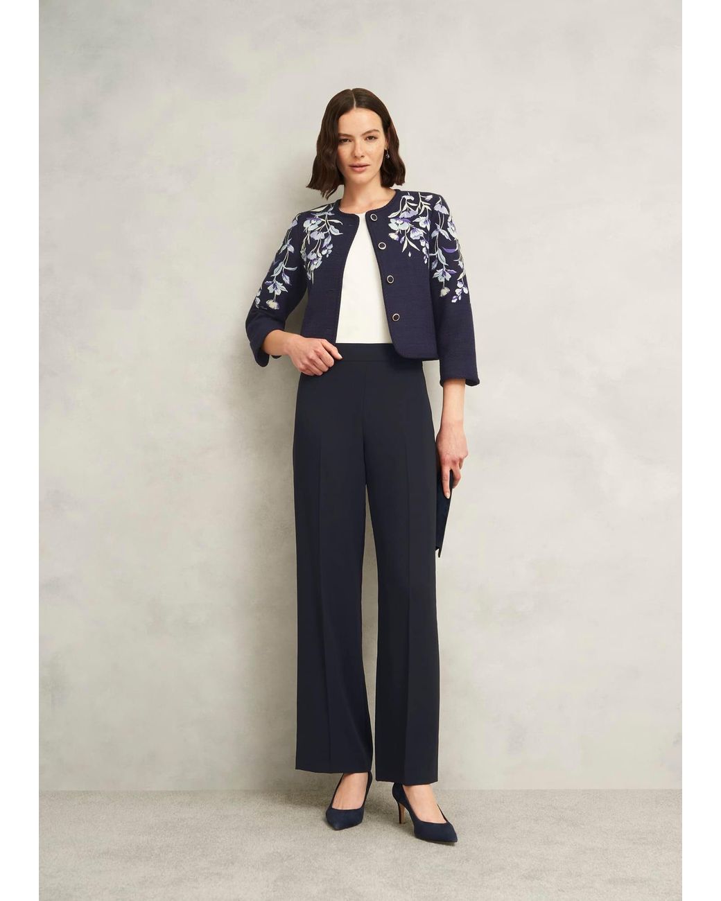 Hobbs Blue Mel Wide Trousers