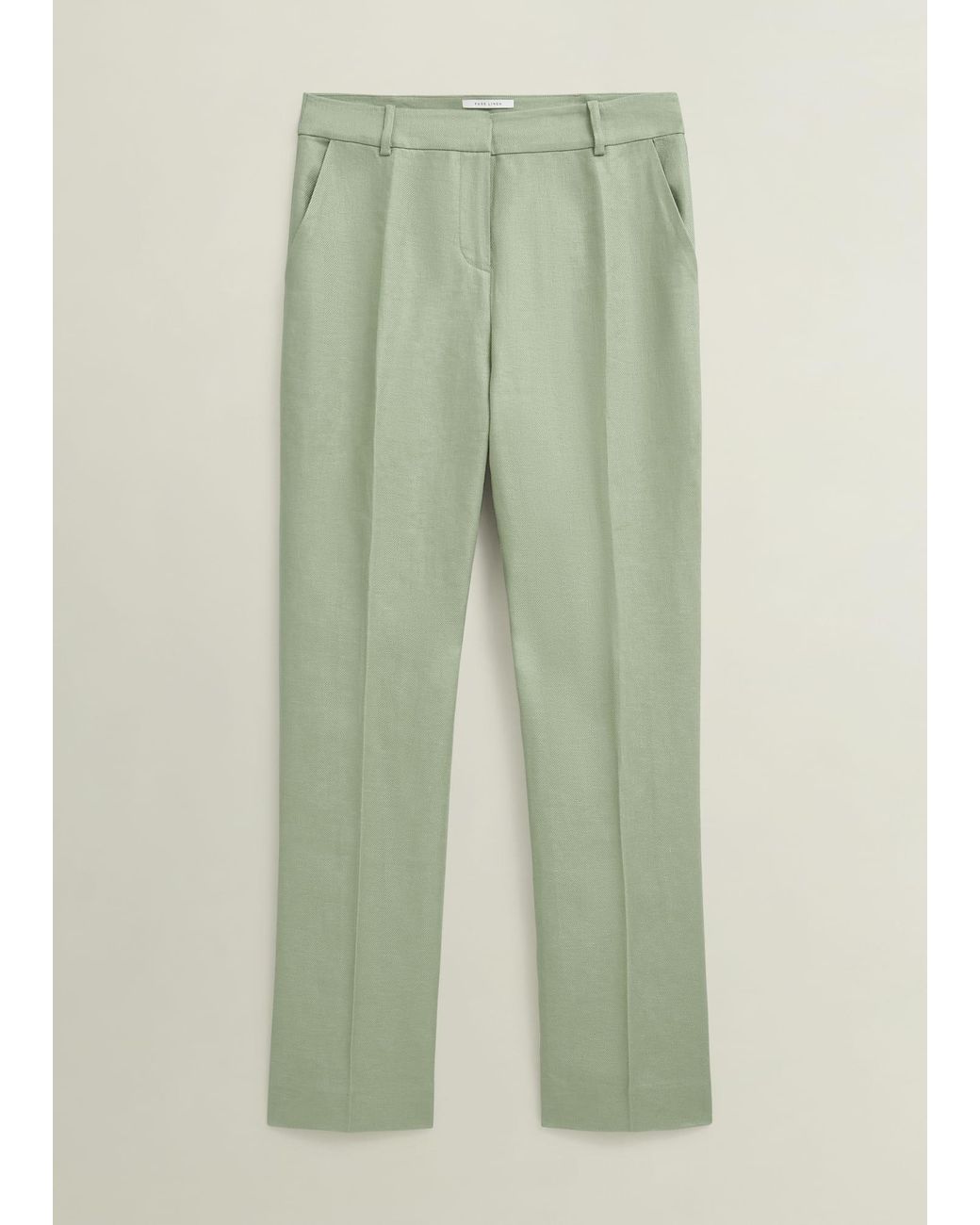 Hobbs Green Marietta Linen Straight Trousers