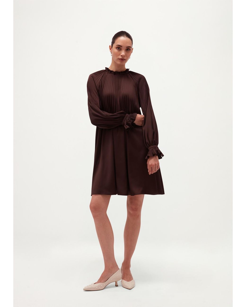 Hobbs Red Yardley Pleated Mini Dress