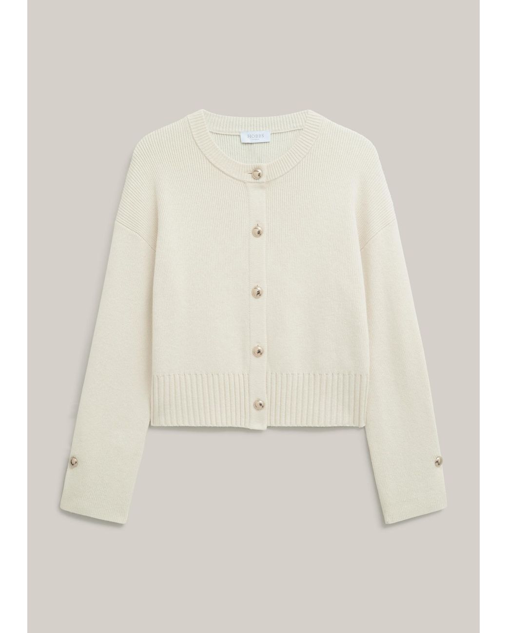 Hobbs White Abbott Cotton Knitted Cardigan