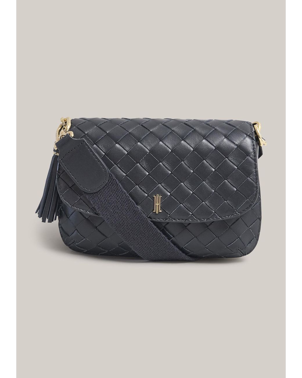 Hobbs Gray Berwick Woven Leather Crosbody Bag